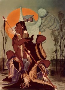 'Of the Owls Telling' - reproduction of Black Bear Bosin's work